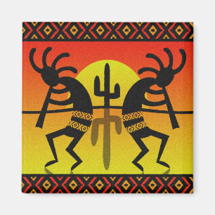 Southwest Kokopelli Cactus Tribal Design Magnet