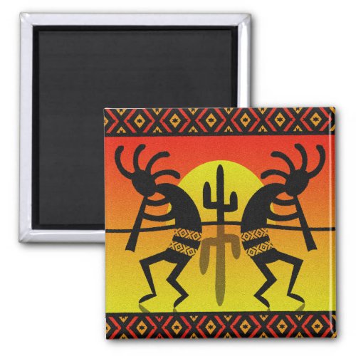Southwest Kokopelli Cactus Tribal Design Magnet