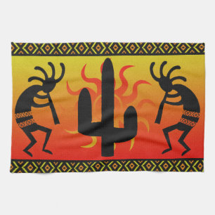 Southwest Kokopelli Cactus Tribal Design Towel