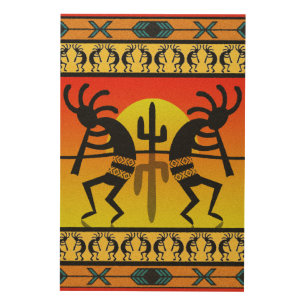 Southwest Kokopelli Cactus Triball Design Wood Wall Decor
