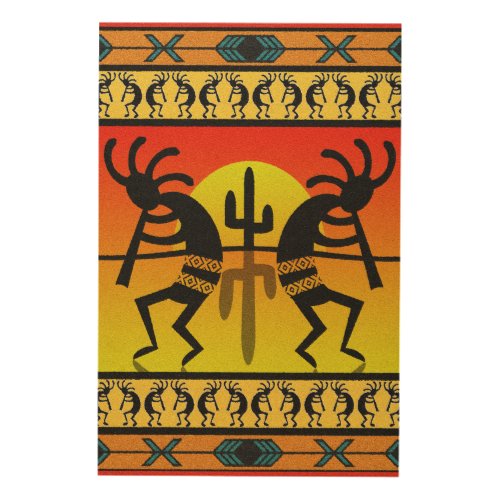 Southwest Kokopelli Cactus Triball Design Wood Wall Decor