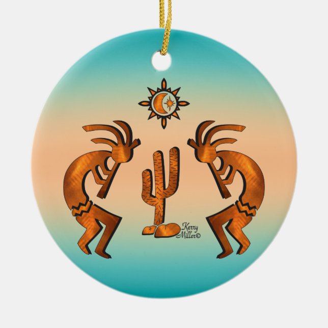 Southwest Kokopelli Ceramic Ornament (Front)