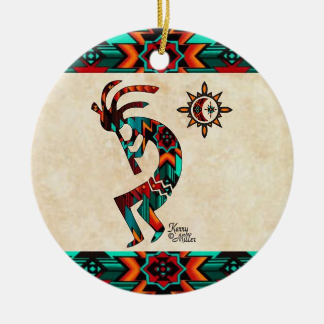Southwest Kokopelli Ceramic Ornament (Front)