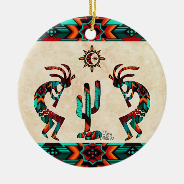 Southwest Kokopelli Ceramic Ornament (Front)