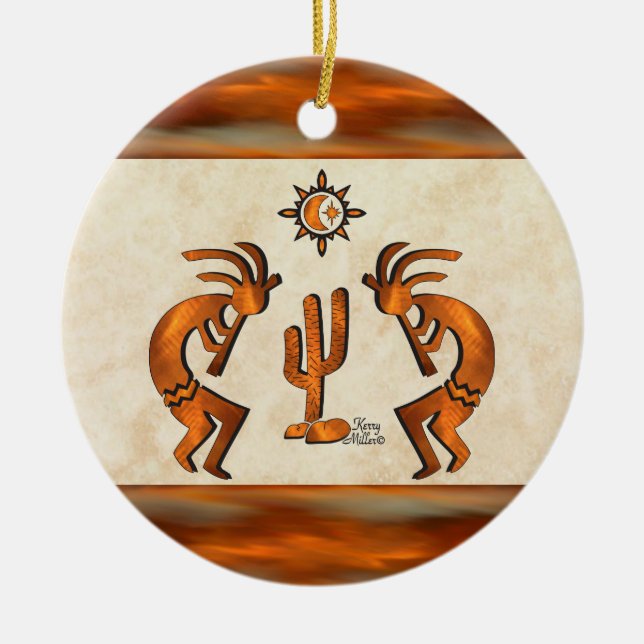Southwest Kokopelli Ceramic Ornament (Front)