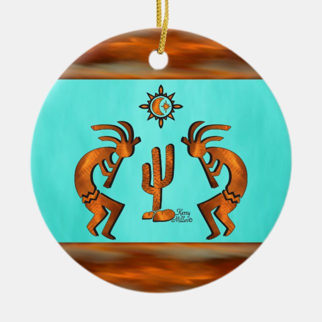 Southwest Kokopelli Ceramic Ornament (Front)