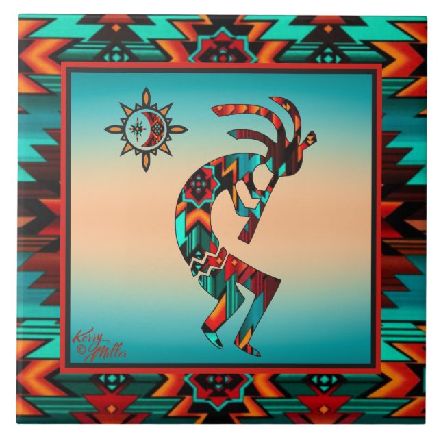 Southwest Kokopelli CERAMIC TILE (Front)