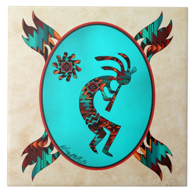 Southwest Kokopelli Ceramic Tile (Front)