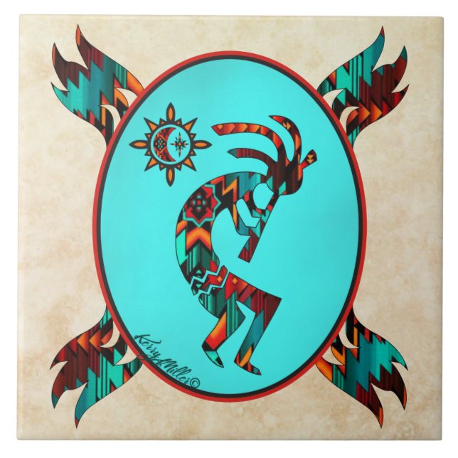 Southwest Kokopelli Ceramic Tile (Front)
