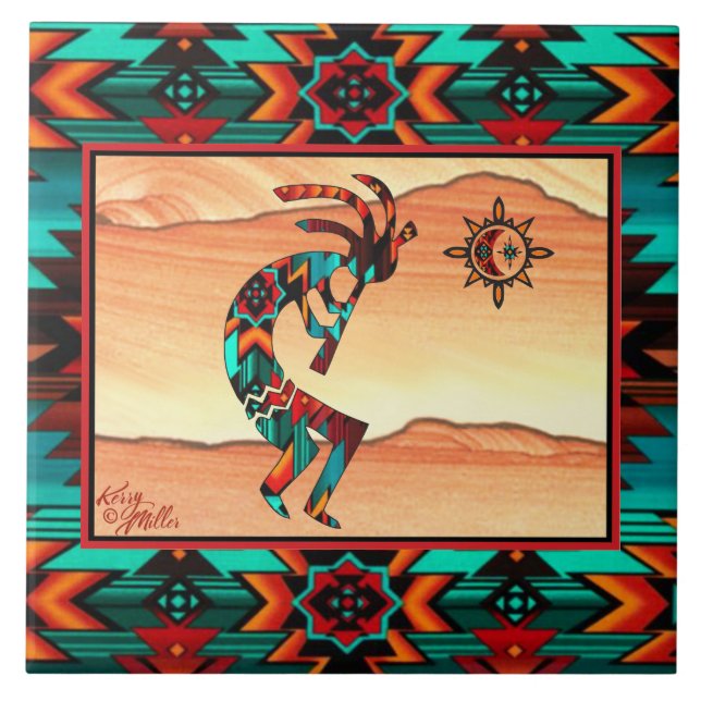 Southwest Kokopelli Ceramic Tile (Front)