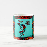 Southwestern Kokopelli Coffee Travel Mug with Lid 14 Ounce Ceramic 