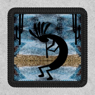 Southwest Kokopelli Desert Mosaic Blue Patch