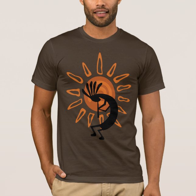 Southwest Kokopelli Desert Sun Brown Mens Tshirt (Front)