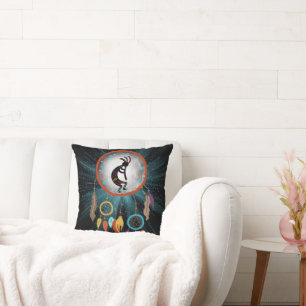 Southwest Kokopelli Dream Catcher Throw Pillow