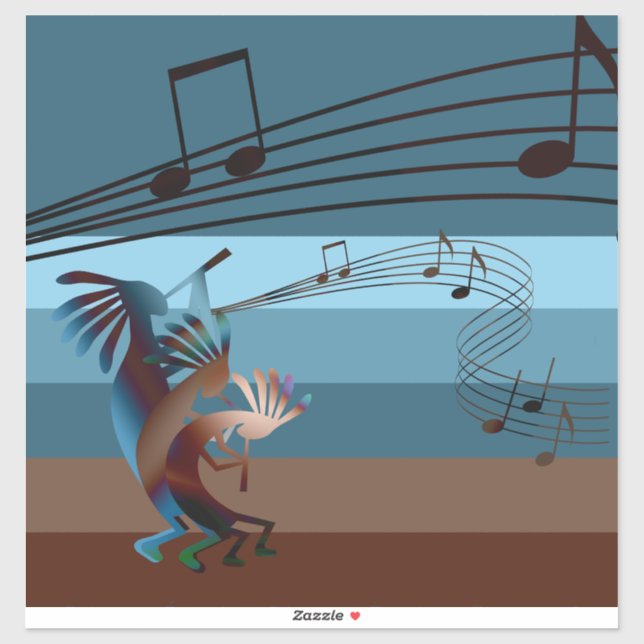 Southwest Kokopelli Music 14" Sticker (Sheet)