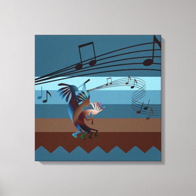 Southwest Kokopelli Music 20s Wrapped Canvas Print (Front)