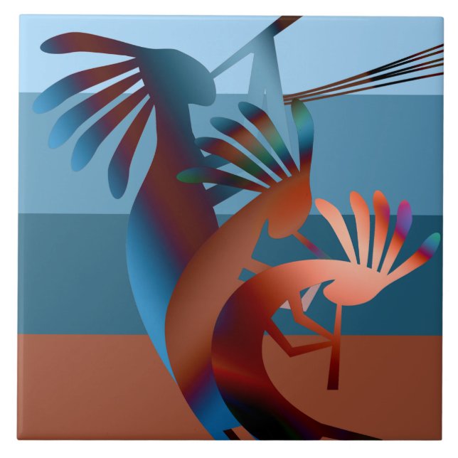Southwest Kokopelli Music 2 Ceramic Tile (Front)