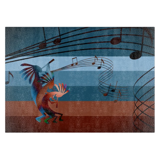 Southwest Kokopelli Music Bronzed Cutting Board (Front)