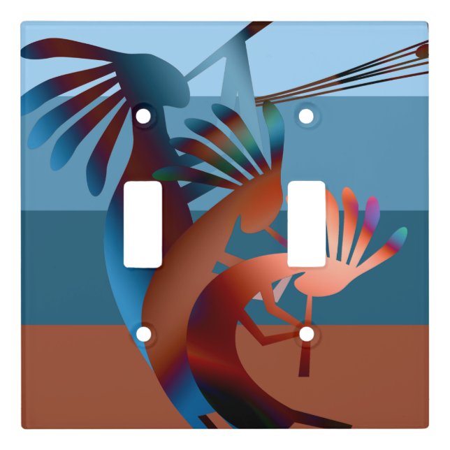 Southwest Kokopelli Music Double Light Switch Cover (Front)