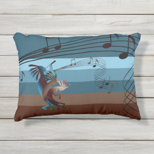 Southwest Kokopelli Music Outdoor Accent Pillow