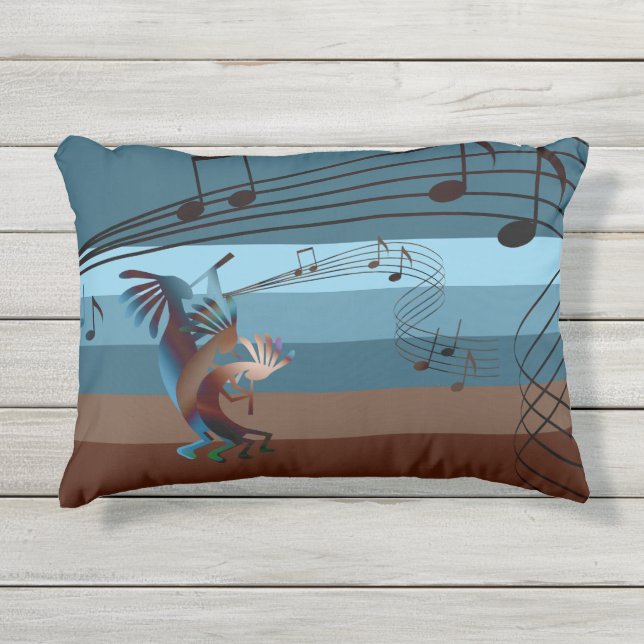 Southwest Kokopelli Music Outdoor Accent Pillow (Front)