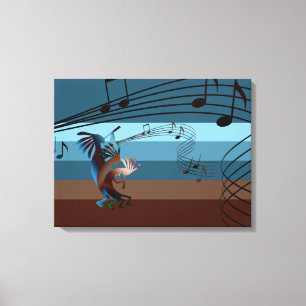 Southwest Kokopelli Music Wrapped Canvas Print