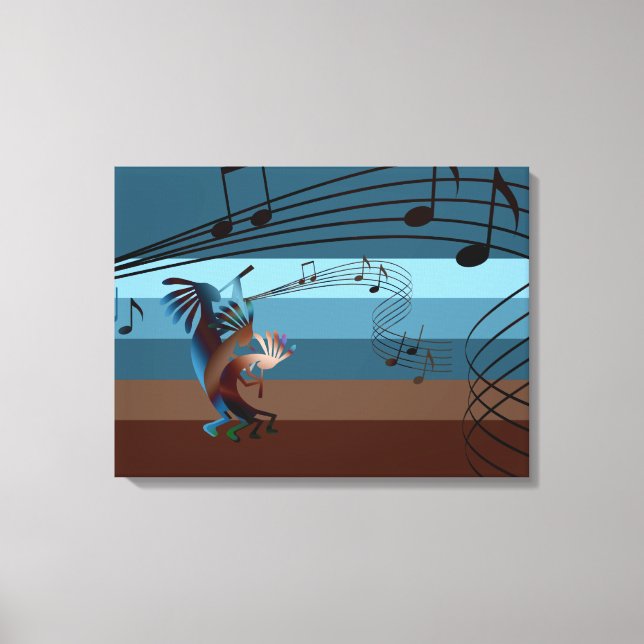 Southwest Kokopelli Music Wrapped Canvas Print (Front)