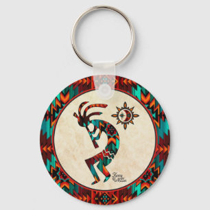 Southwest Kokopelli Playing Flute Keychain