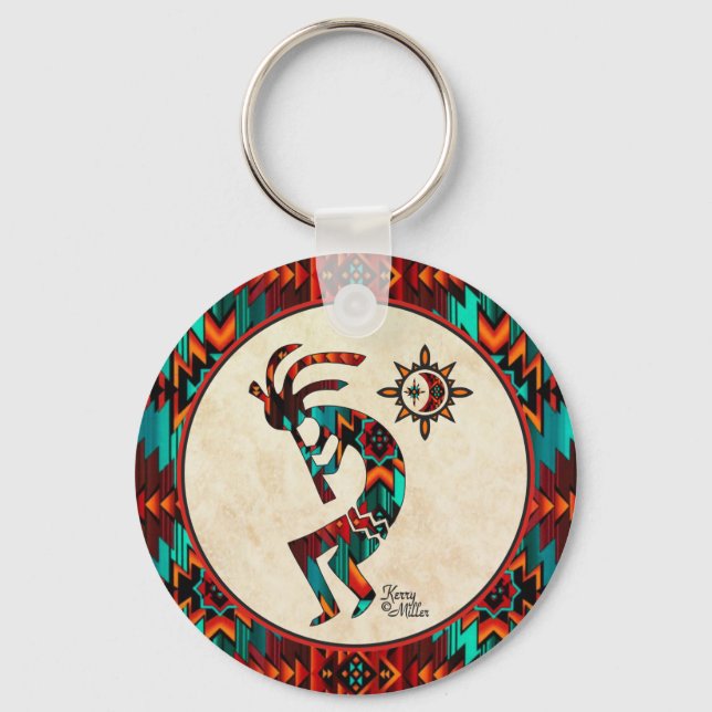 Southwest Kokopelli Playing Flute Keychain (Front)