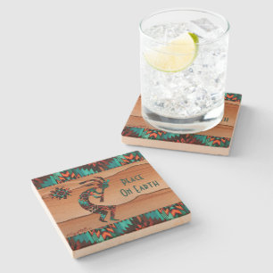 Southwest Kokopelli Playing The Flute Stone Coaster