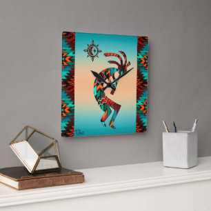 Southwest Kokopelli Playing The Flute Wall Clock