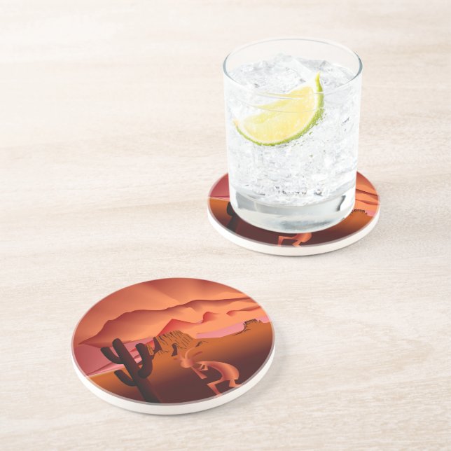 Southwest Kokopelli Sandstone Coaster (Side)