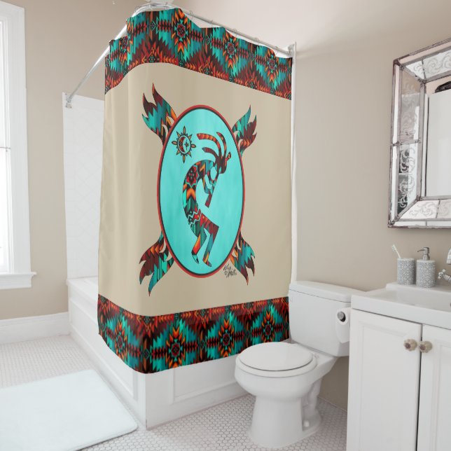 Southwest Kokopelli Shower Curtain (In Situ)