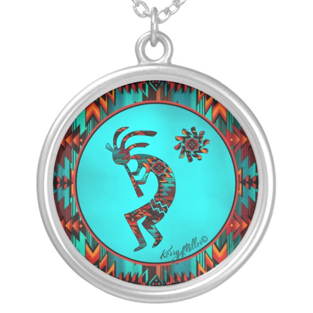 Southwest Kokopelli Silver Plated Necklace (Front)