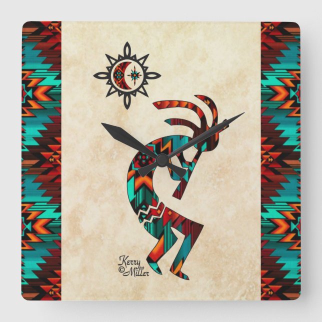 Southwest Kokopelli  Square Wall Clock (Front)