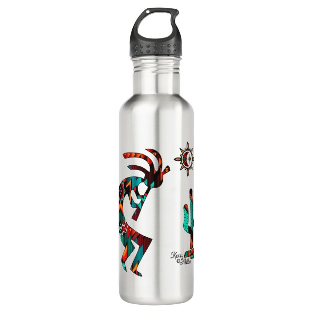 Southwest Kokopelli Stainless Steel Water Bottle (Front)