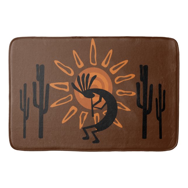 Southwest Kokopelli Sun Rustic Bath Mat (Front)