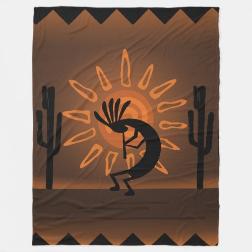 Southwest Kokopelli Sun Rustic Brown Blanket