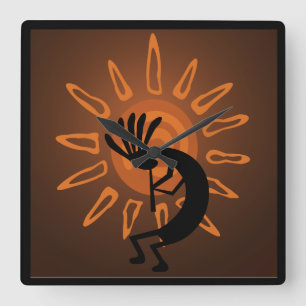 Southwest Kokopelli Sun Rustic Clock
