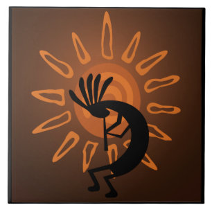 Southwest Kokopelli Sun Rustic Large Tile