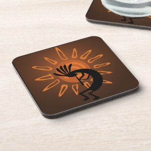Southwest Kokopelli Sun Rustic Plastic Coasters