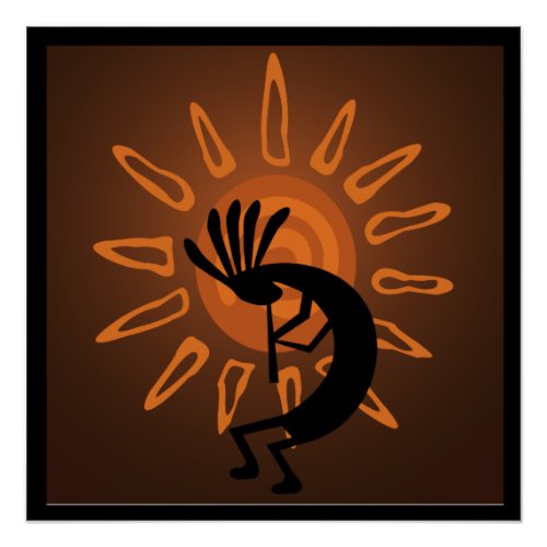 Southwest Kokopelli Sun Rustic Poster