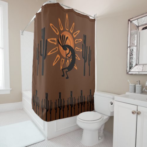 Southwest Kokopelli Sun Rustic Shower Curtain