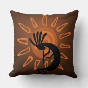 Southwest Kokopelli Sun Rustic Throw Pillow