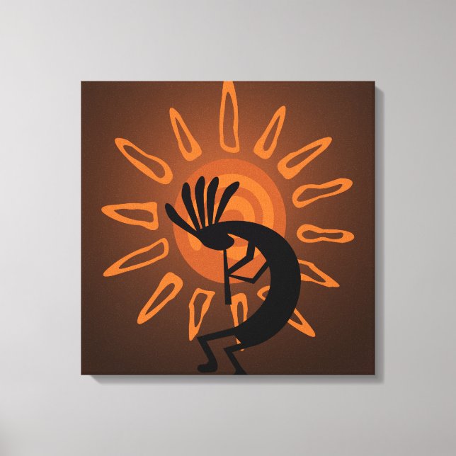Southwest Kokopelli Sun Rustic Wrapped Canvas Print (Front)