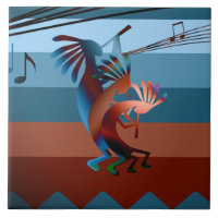 Southwest Kokopelli Sunset Music Large Tile