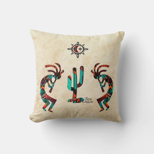 Southwest Kokopelli Throw Pillow (Front)