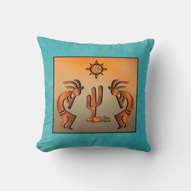 Southwest Kokopelli Throw Pillow (Front)
