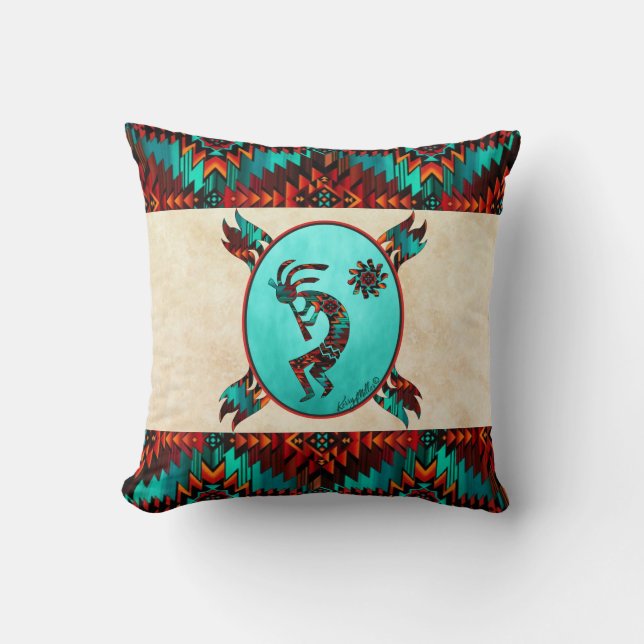 Southwest Kokopelli Throw Pillow (Front)