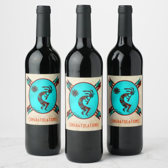 Southwest Kokopelli Wine Label (Bottles)